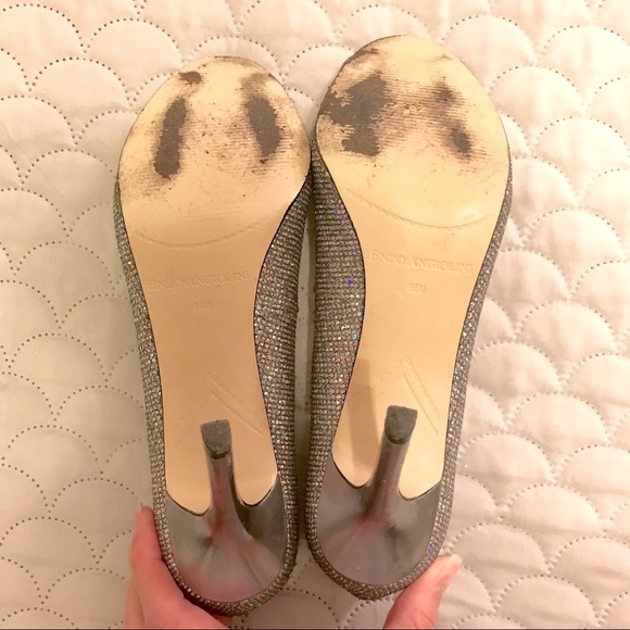 Enzo Angiolini Sparkly Silver 4” Heels, Size 8.5 - Picture 7 of 7